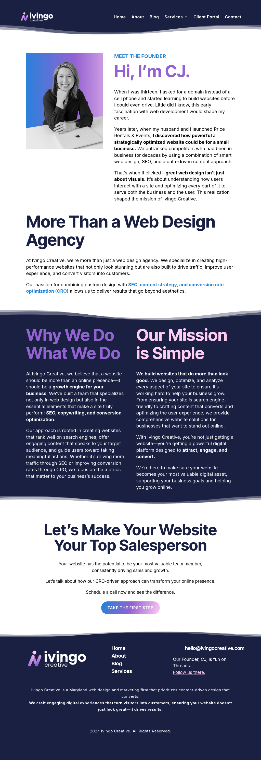 Ivingo Creative's Founder Landing Page on December 28th, 2024
